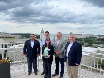 2022 John H. Chafee Environmental Excellence Award Winner Jamie Helmer with (from left to right) NS's Tom Schnautz, Matt Gernaud, Josh Raglin and David Schoendorfer. (Photo Courtesy of AAR, via Twitter)