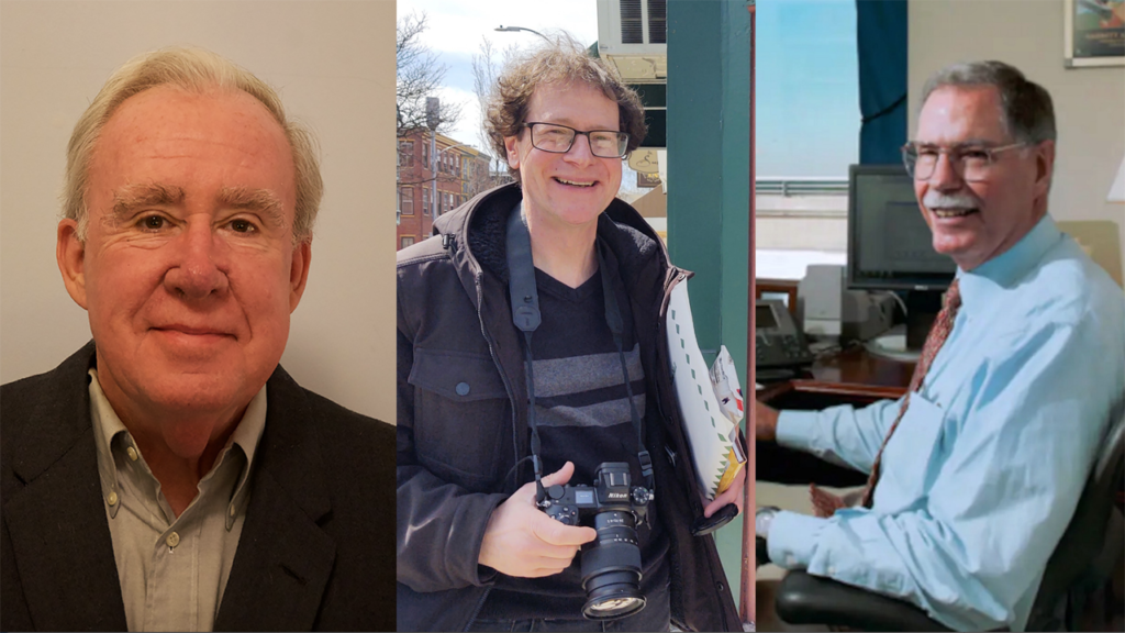 The Railway & Locomotive Historical Society has recognized John P. Hankey (left) with a senior achievement award; Brian Solomon (center) with a photography award; the late William L.Withuhn (right) with a book award; and Bill Leistiko and Gregg Ames with magazine article awards.