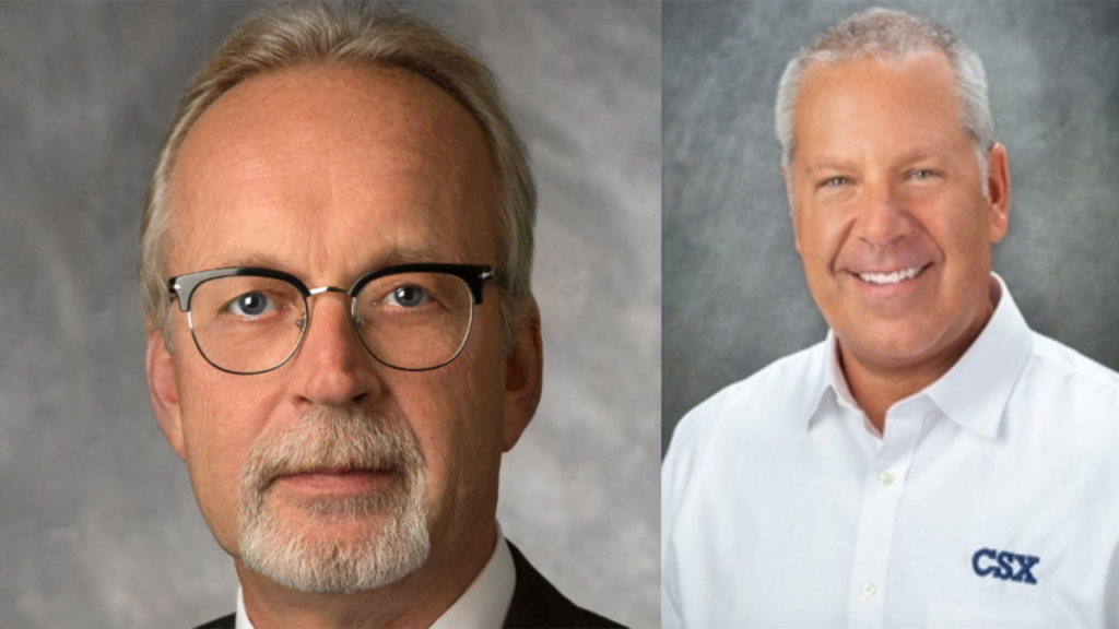 James M. Foote (left), outgoing CSX President and CEO, CSX; Joseph R. Hinrichs, incoming President and CEO, CSX