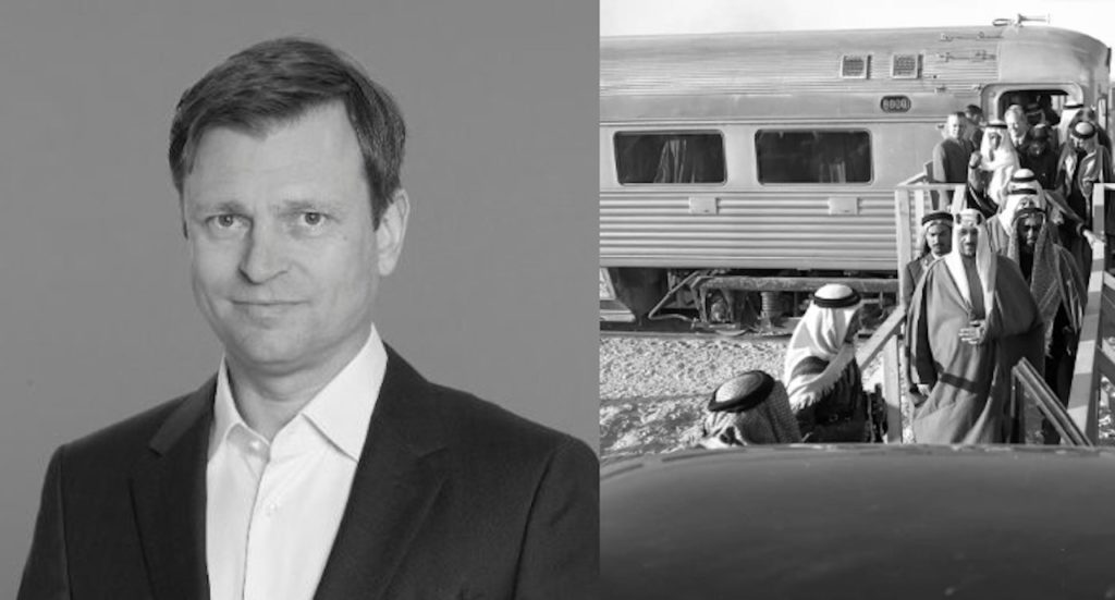 Harsco Rail COO Claus Heuschmid (left) says the company's "continued relarionship with the Saudi Arabia and Middle Eastern markets is a significant milestone for [Harsco]." (Historic photo to the right courtesy of SAR)