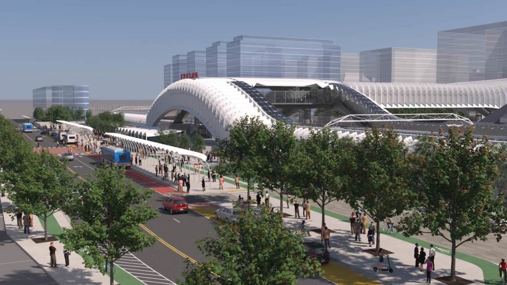 Preliminary conceptual rendering of Fresno Station. (CHRSA)