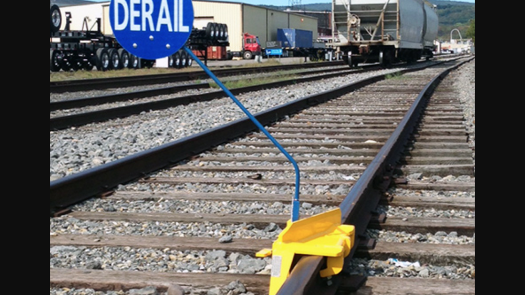 Pictured: Example of a portable derail. (Wabtec Photograph)