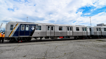 MTA New York City Transit showed off the first five new Kawasaki R211 rapid transit cars at the South Brooklyn Interchange Yard on July 1, 2021. (Marc A. Hermann / MTA)