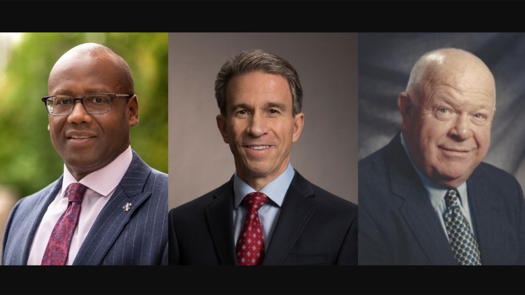 John M. Lewis Jr., CEO, Charlotte Area Transit System (left); Jim Umpleby, Chairman and CEO, Caterpillar Inc. (center); and David A. Fink, former President of Guilford Transportation Industries, who died Oct. 11.