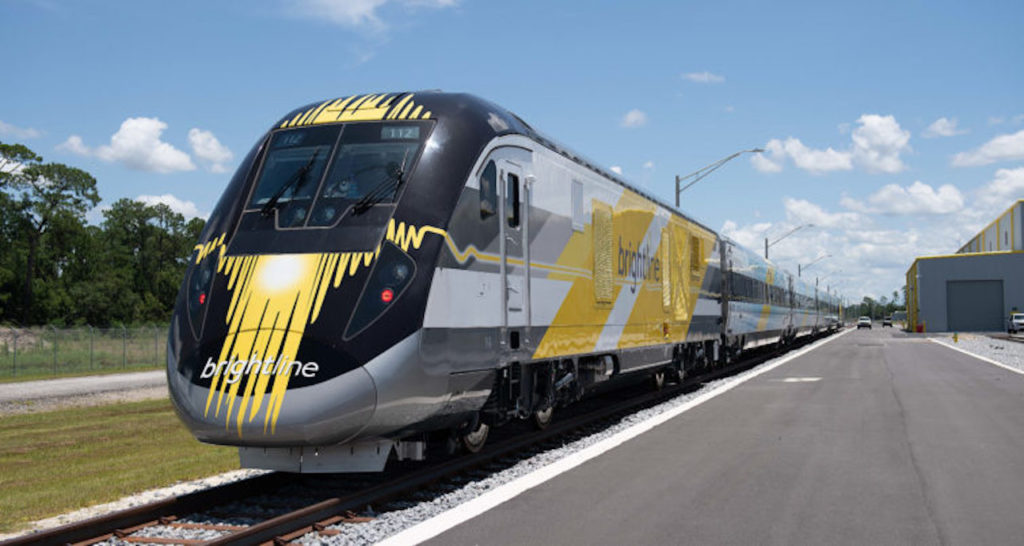 Brightline train in Orlando. (Photo by David C. Lester)