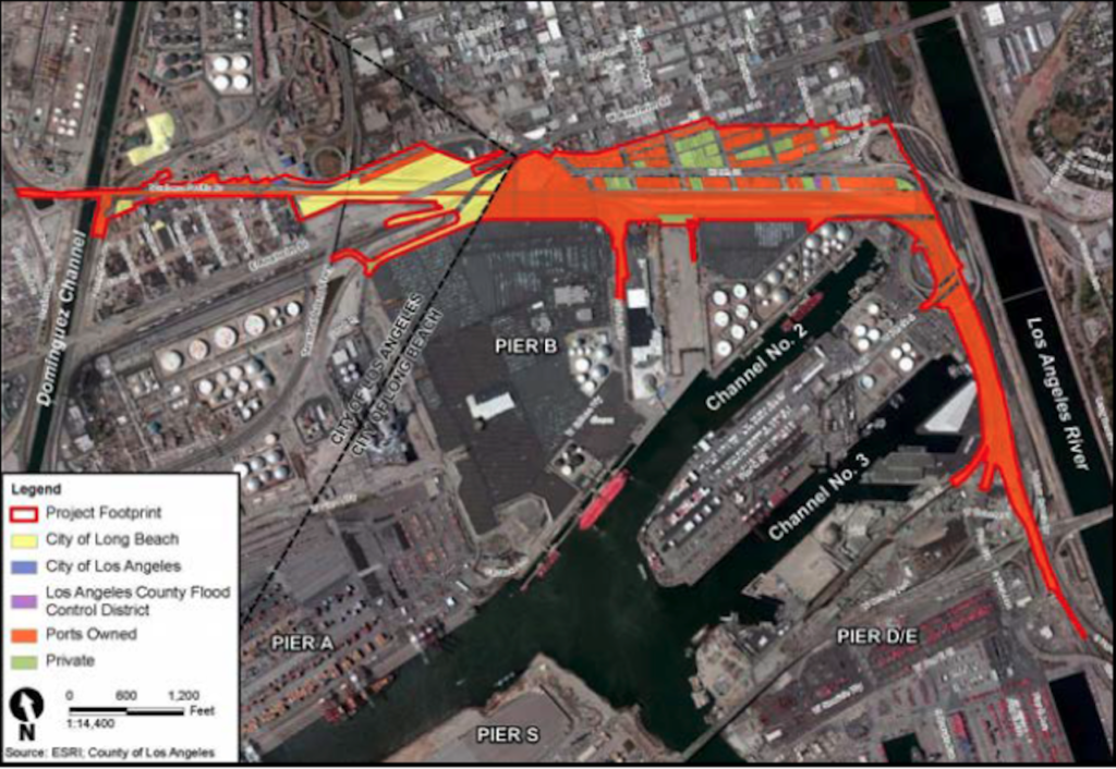 Project site location for the Pier B replacement project.