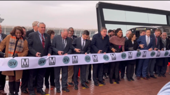 The WMATA Silver Line Extension opened Nov. 15. Among the officials in attendance at the ribbon-cutting were Secretary of Transportation Pete Buttigieg (center) and Federal Transit Administrator Nuria Fernandez (far left). (Photograph Courtesy of WMATA, via Twitter)