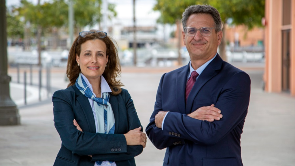WTS-LA award winners Dina Aryan-Zahlan (left) and Tony Gioiello of the Port of Los Angeles.