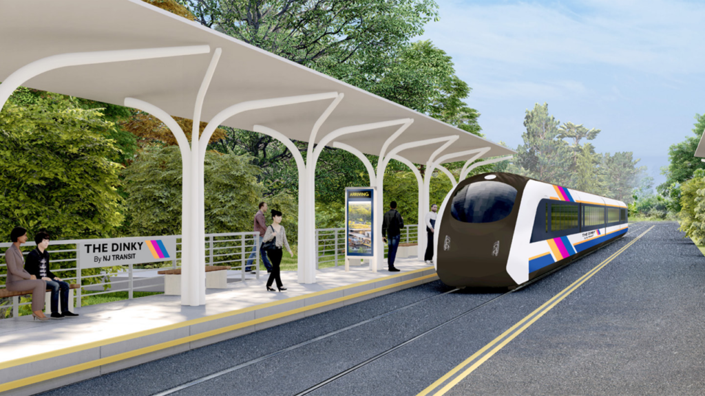 A New Jersey Transit study, released in November, found that a dedicated transit roadway with embedded light rail is the preferred alternative to current Princeton Junction commuter rail service. (Rendering Courtesy of NJT’s Princeton Transitway Study: Preliminary Concept Analysis.)