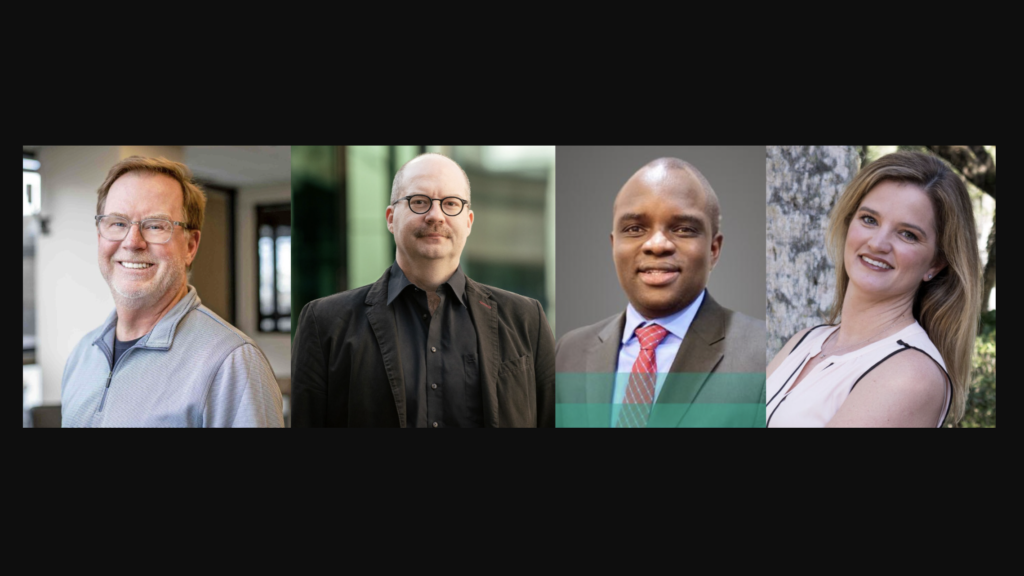 Pictured, left to right: Peter Weis, ITS Logistics; Ákos Maróy, Nexxiot; Ibrahima Toure, RATP Dev USA; and Emily Yessick, Urban Engineers.