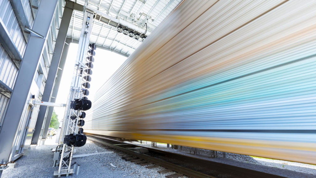 Duos Technologies is a Jacksonville, Fla.-based supplier of automated railcar inspection portals (pictured) and artificial intelligence (AI) models. (Photograph Courtesy of Duos Technologies)