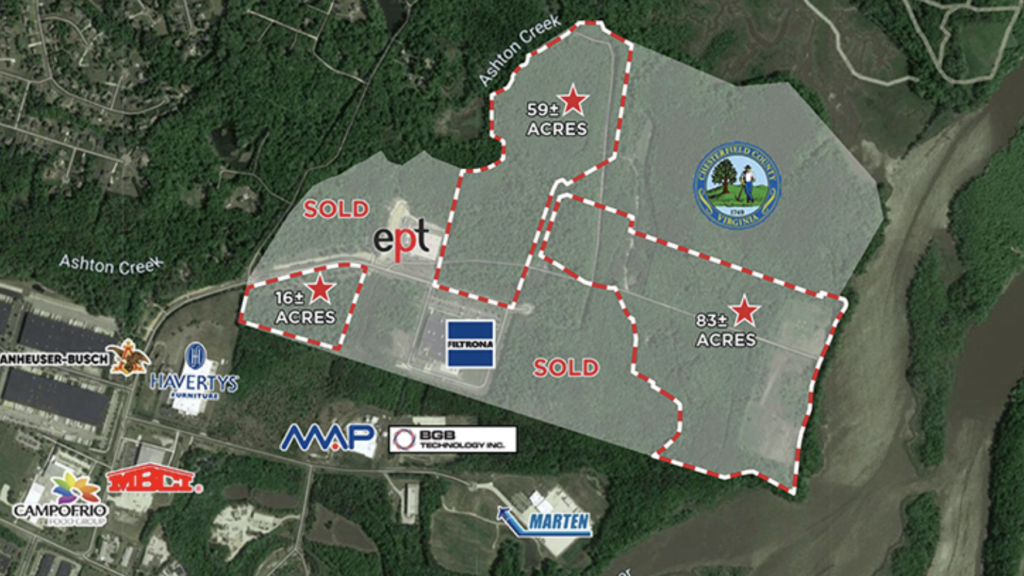 At the Ashton Creek Industrial Park in Virginia (pictured), Commonwealth Building Materials will use a new DRPT grant-supported rail spur to grow capacity for 1,365 new annual carloads.