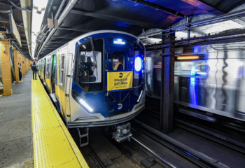 MTA Chair and CEO Janno Lieber and NYCT President Richard Davey on March 10 participated in the inaugural ride of the R211 subway cars on the A line. (Marc A. Hermann / MTA)