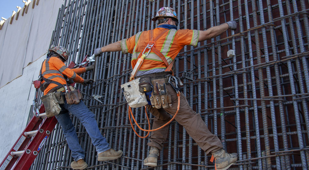 Construction workers on the Wasco Viaduct. (CHSRA Photograph)