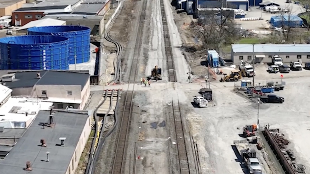 “We have reached a milestone cleaning up the site in East Palestine safely, thoroughly and with urgency. @EPA-approved testing confirms all impacted soil has been removed from the south track,” NS reported via Twitter on April 15. (Screen-Capture Courtesy of NS video, via Twitter)