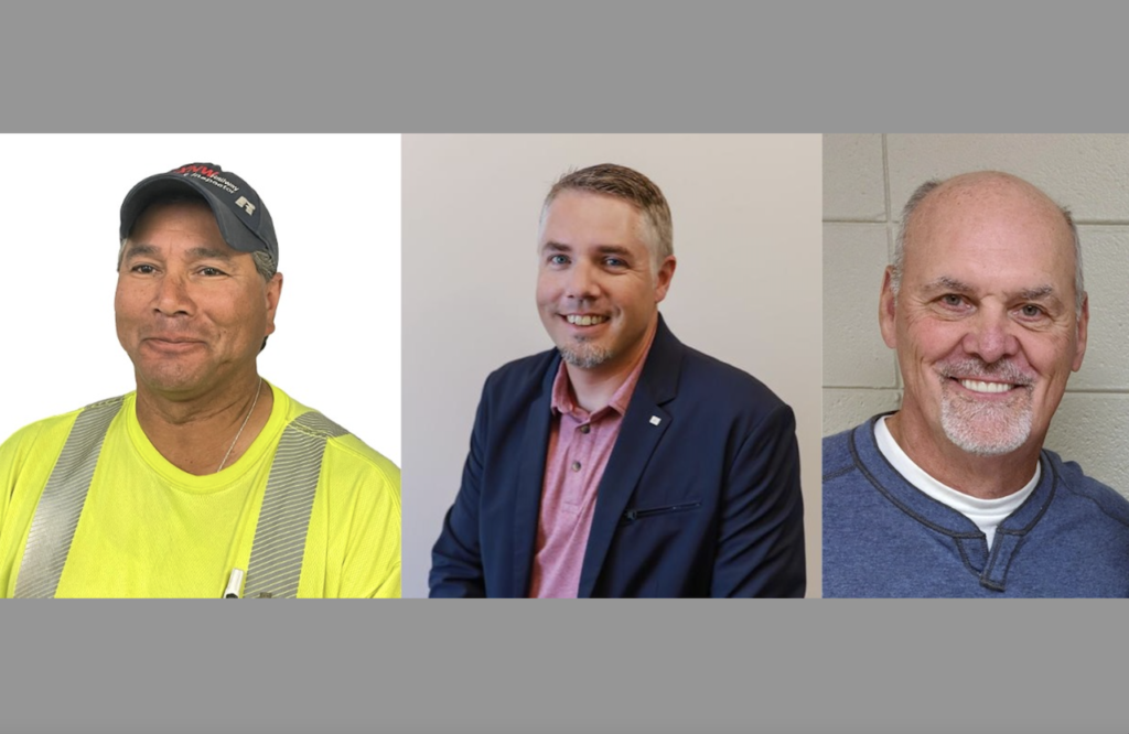 Left to Right: Safety Person of the Year Raul Guerrero, a track inspector at the Texas North Western Railway; Safety Professional of the Year Austin Milton, Director, Safety & Training at The Indiana Rail Road Company; and Schlosser Distinguished Service Award winner Jack Dale Parliament, former President of the D&I Railroad, who passed away in October.