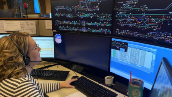 Under FRA’s proposed rule for dispatcher certification, railroads would be required to have “formal processes for training prospective dispatchers, as well as verifying that each dispatcher has the requisite knowledge, skills, safety record, and abilities to safely perform all of the safety-related dispatcher duties mandated by federal laws and regulations, prior to certification.” (Union Pacific Photograph)