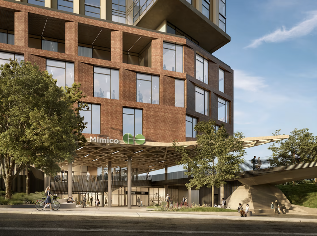 View of the station entrance off Royal York Road from street level. Artist’s rendering, subject to change. (Vandyk Properties image)