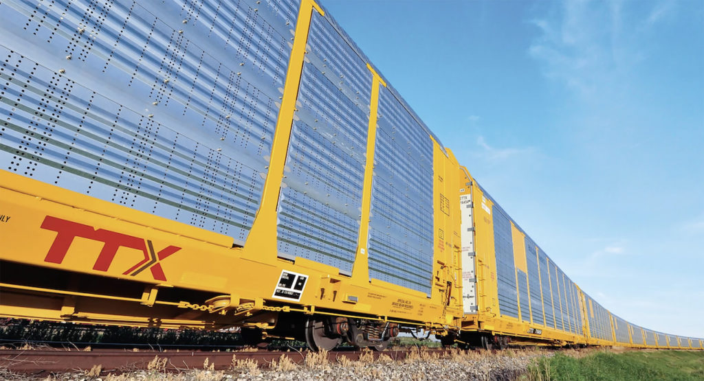 TTX has begun installing Nexxiot GPS devices on its new-build TBOX high-capacity boxcar fleet. The company expects as many as 1,700 boxcars to be equipped in 2023, and will also be equipping several hundred multi-level autoracks (pictured).