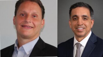 Nicholas J. Randall, COO, FreightCar America (left); and Rahul Jalali, Executive Vice President, UP (right).