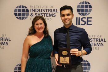 BNSF's Dr. Zabih Ghelichi (right), pictured with Amanda Mewborn, IISE President and Vice President for Atrium Health.