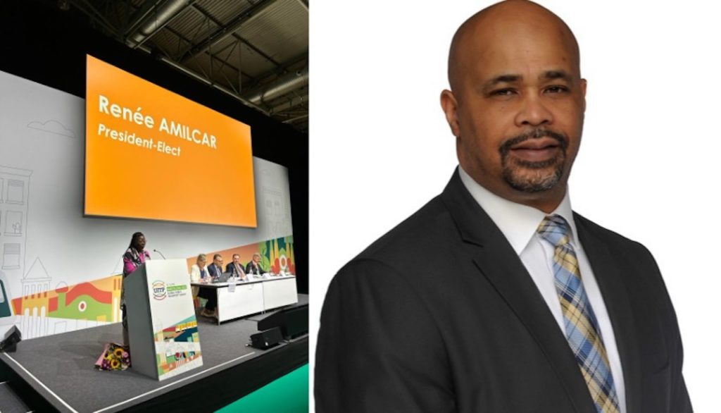 UITP President Renée Amilcar (left; courtesy of UITP, via Twitter); and former CATS General Manager of Rail Operations Deltrin Harris (right).