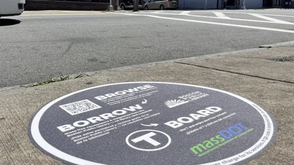The “Browse, Borrow, Board” program provides MBTA riders free access to digital news and e-book content during the nearly two-month-long closure of Boston’s Sumner Tunnel, which is being repaired. (MassDOT Photograph)