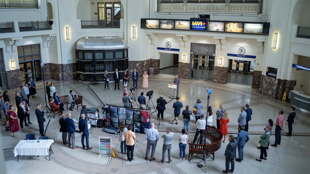 VIA Rail has announced an investment of more than $80 million in the renovation of four of its 36 “heritage” stations: Winnipeg Union Station (pictured), Vancouver Pacific Station, Halifax Station and Gare du Palais in Québec City. (Photograph Courtesy of VIA Rail, via X, formerly known as Twitter)