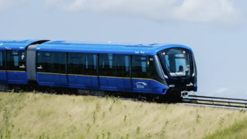 Alstom’s Mark V cars “will make SkyTrain better and more convenient for our customers, with added amenities for people using mobility devices, strollers, and bicycles,” reported Kevin Quinn, CEO of TransLink, which on Aug. 22 unveiled the new cars (above) that have entered the testing phase at a Kingston, Ontario, facility. (TransLink Photograph)