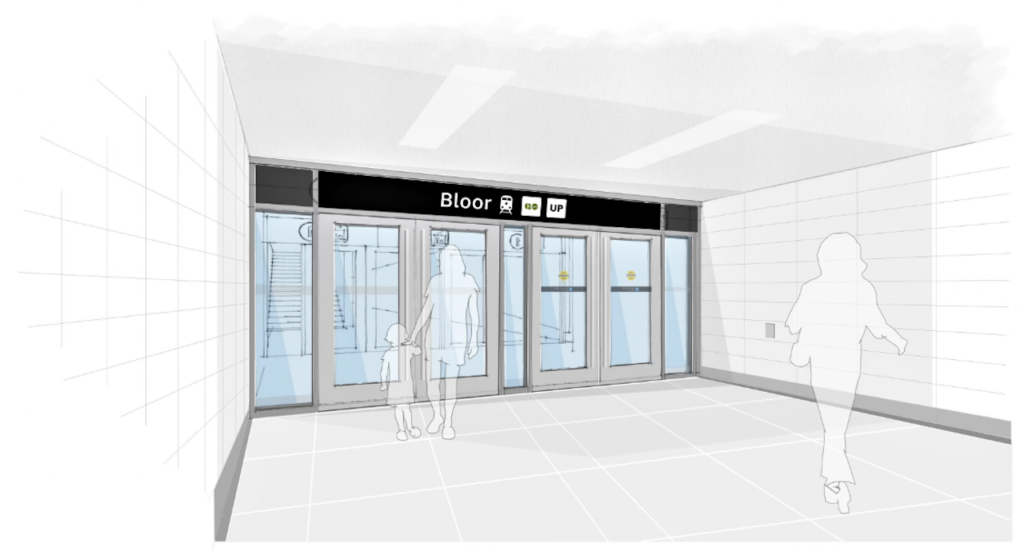 Rendering of new access from GO tunnel level to new stairs and elevator down to new concourse level. (Metrolinx image)