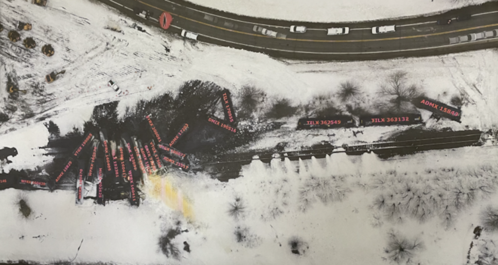 NTSB’s derailment diagram of the BNSF derailment in Minnesota earlier this year. (Courtesy of NTSB)