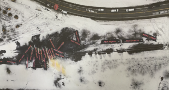 NTSB’s derailment diagram of the BNSF derailment in Minnesota earlier this year. (Courtesy of NTSB)