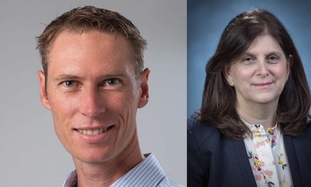 Ross Hartley, International Sales Manager, Miner Enterprises (left); and Amy Fisher, General Counsel, PANYNJ (right).