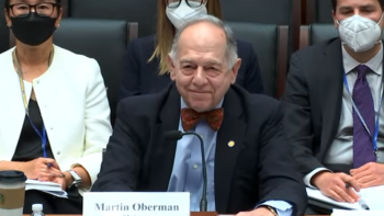 Screenshot from an STB hearing on rail service.