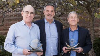 AAR’s AVP of Environment, Hazardous Materials and Climate Change Devin Sprinkle with honorees Rick Verkler of CN (left) and Mark Dudle of Norfolk Southern (right). (AAR Photograph)