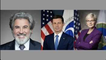 From Left to Right: Canada's Minister of Transport Pablo Rodriguez, U.S. Transportation Secretary Pete Buttigieg and U.S. Secretary of Energy Jennifer M. Granholm.