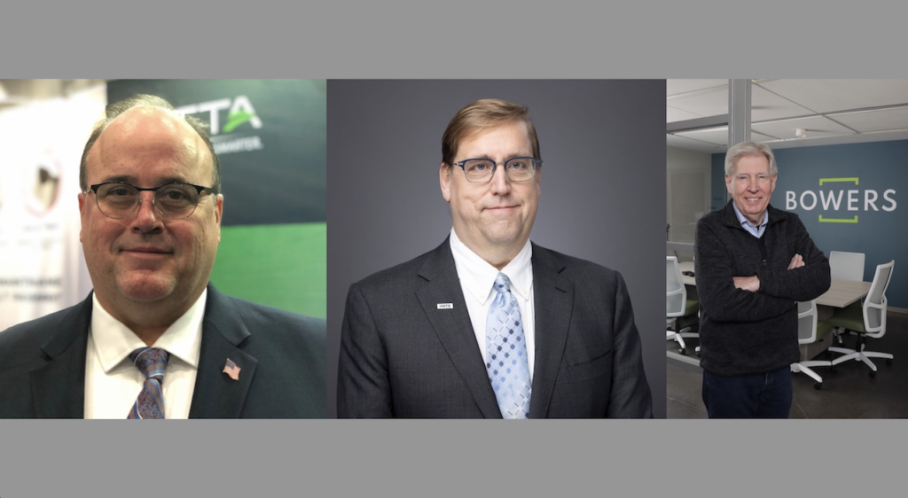 From Left to Right: Fran K. O'Connor, incoming NJDOT Commissioner; Kenneth Mobley, Group Director, HNTB; and Jim Bowers, winner of the ASLRRA 2024 Schlosser Distinguished Award.