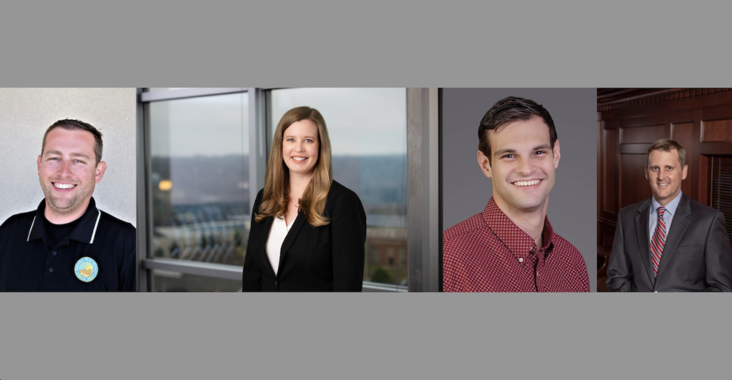 From Left to Right: Brenton A. MacDonald, Vice President and COO, SNR; Claire Brinkley, Vice President and Strategic Growth Director, STV; Anthony Pontone, civil/railway engineer, Hanson Professional Services Inc.; and Ryan Miller, Executive Director of Mechanical Operations, Wells Fargo Rail.