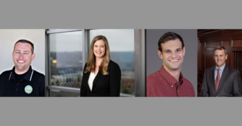 From Left to Right: Brenton A. MacDonald, Vice President and COO, SNR; Claire Brinkley, Vice President and Strategic Growth Director, STV; Anthony Pontone, civil/railway engineer, Hanson Professional Services Inc.; and Ryan Miller, Executive Director of Mechanical Operations, Wells Fargo Rail.