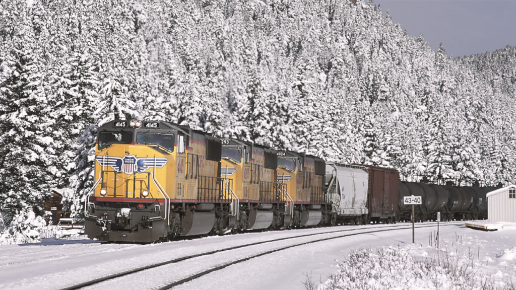 “Our service product had great momentum as we hit the ground running strong in 2024,” UP’s Kenny Rocker told customers Jan. 26. “Then in early January, Mother Nature had other plans and delivered back-to-back winter storms that spread across most of our network—from the Pacific Northwest to the Great Lakes.” (UP Photograph)
