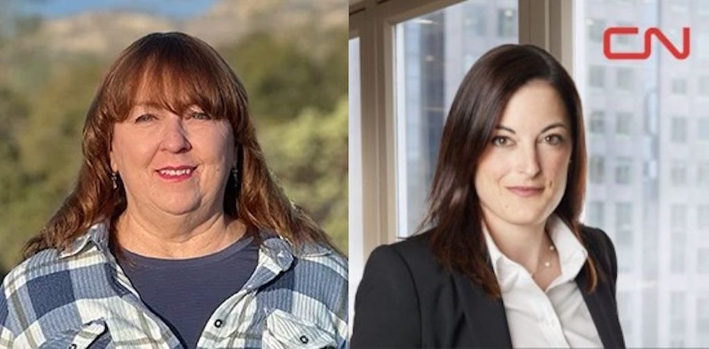 Lisa Patterson, Freight Rail Environmental Manager, HDR (left); and Marianne Limoges, Vice President and Treasurer, CN (right).