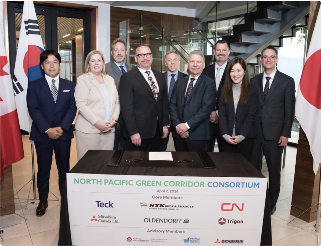 Left to Right: Tatsuhiko Asami (NYK Bulk & Projects Carriers Ltd.), Linda Kongerslev (Oldendorff Carriers), Ken Veldman (Prince Rupert Port Authority), Ian Anderson (Teck Resources Limited), Mike Lagowski (Mitsubishi Canada Ltd.), Robert Booker (Trigon Pacific Terminals), Duncan Wilson (Vancouver Fraser Port Authority), Mayu Toyobe (Mitsubishi Heavy Industries), François Bélanger (CN Rail)