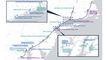 FRA on Nov. 6, 2023, reported awarding $16.4 billion for 25 passenger rail projects along the Northeast Corridor (NEC) through the Federal-State Partnership for Intercity Passenger Rail Program. Amtrak was to receive nearly $10 billion for the 12 projects it will lead. (White House Graphic)