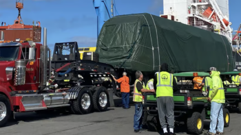 HART on April 24 announced the arrival of its final trainset from Hitachi Rail at Honolulu Harbor. (HART Photograph)