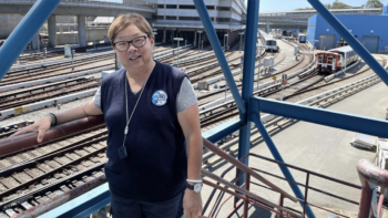 A recent photo of Linda Yee-Sugaya, a.k.a. Mama Linda, at Daly City Yard. (Caption and Photograph Courtesy of BART)