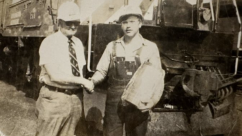 In 1975 Dale Dannewitz had a three-week stint on the railroad, then began his locomotive engineer career in 1978. (Caption and Photograph Courtesy of BNSF)