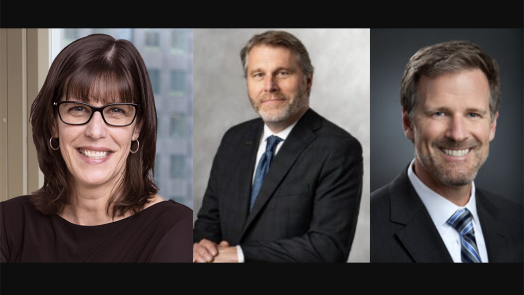 Pictured, left to right: Railway Association of Canada Board Chair Janet Drysdale (CN Photograph); HNTB’s Jeff Watson (HNTB Photograph); and HNTB’s Dominic Spaethling (HNTB Photograph).