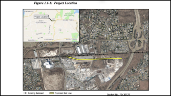 Townline is seeking authorization to construct and operate approximately 5,000 feet of new, common carrier rail line and associated switching and sidetrack in the hamlet of Kings Park, town of Smithtown, N.Y. The proposed line would connect and run parallel to the existing MTA Long Island Railroad main line, and add two daily New York & Atlantic Railway (NYA) trains (one roundtrip) to the LIRR system five days per week. (Map Courtesy of STB)