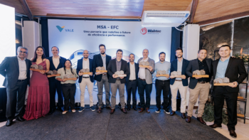 “Wabtec has a proven history of providing integrated services designed to maximize reliability and availability of customers' locomotives at optimal operating costs,” said Danilo Miyasato, President and Regional Leader of Wabtec in Latin America, during the announcement of its 10-year master service agreement for Vale's Evolution Series locomotive fleet at Estrada de Ferro Carajás (EFC) railway in Brazil. “This contract reinforces our long-standing working relationship with Vale to drive sustainable and efficient growth of EFC's railway operations.” (Wabtec Photograph)