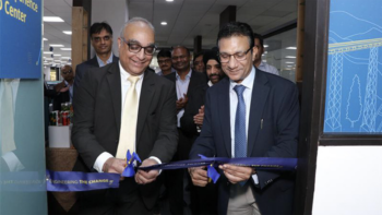 PST’s Abhinav Bhan (left) and LTTS’ Alind Saxena inaugurate the Customer Experience and R&D Center for simulation training in India. (Photograph Courtesy of PST, LTTS)